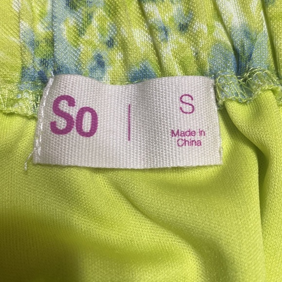 SO lime green white & blue floral ruffle mini skirt size s - Picture 5 of 6